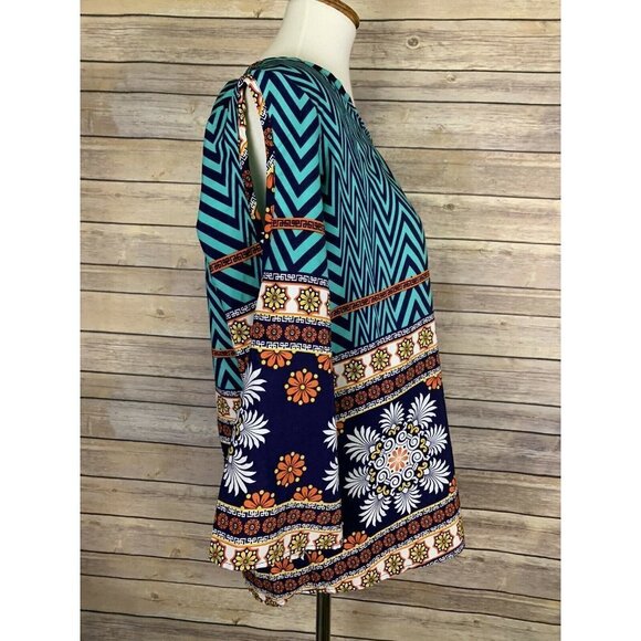 Francescas Medium Blouse Cold Shoulder Boho Floral - Picture 6 of 8